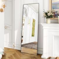 pie grande de 140 x 40 cm, espejo de cuerpo entero con marco de aluminio, para dormitorio, salón y cuarto de baño, dorado - details 10