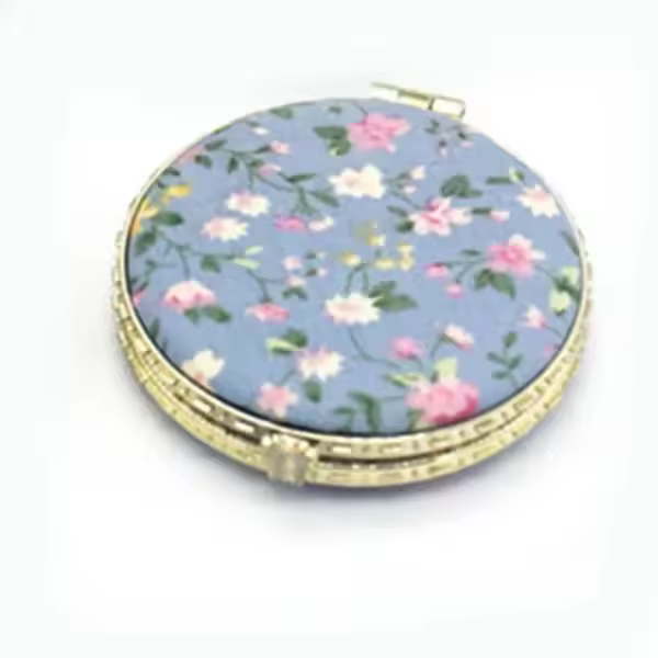 Espejo Floral de bolsillo para mujer, Mini espejo de maquillaje plegable portátil compacto de dos lados, maquillaje cosmético Vintage para regalo - 1