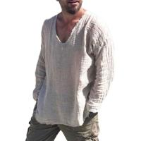 Camiseta Casual de Cuello en V para Hombres Manga Larga Color Sólido Ajuste Suelto Delgada - details 7