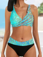 Bikini a rayas para mujer, bañador Sexy de dos piezas, conjunto de Bikini, ropa de playa, traje de baño XXL 2022 - details 1