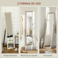 Cuerpo Entero 157x37 cm Espejo de Pie o de Pared con Marco de MDF y Soporte para Salón Dormitorio Roble - details 14