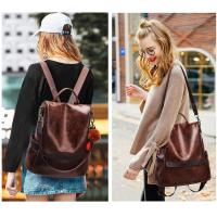 Anti-robo Mujer Mochila de Cuero de pu mochila de Bolsa de mano Mochilas Casual Bolsa de viaje Messenger Bag Mochila - details 4