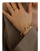 Pendientes Maple Leaf Lord Conjunto de pulsera de acero inoxidable en oro y plata, regalo de aniversario - details 3