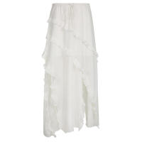 BUNO-Faldas Midi de cintura baja con ribete blanco para mujer, faldas largas divididas con lazo, Fairycore, verano, francés, vacaciones, playa, Y2K - details 7