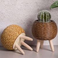 ETA de ratán triangular de alta calidad, con patas desmontables, Eternos de mano, soporte para plantas tejido - details 5
