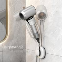 Soporte para secador de pelo sin perforación, soporte para secador de pelo montado en la pared ajustable a mano, resistente al agua, ahorra espacio, soporte para ducha perezoso - details 6