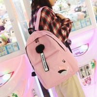 Mochila de gran capacidad con hojas impresas, mochila de lona de Color sólido con hojas impresas, mochila portátil con cremallera de estilo universitario - details 10