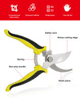 Tijeras de Poda Multifuncionales para Jardín 1PC Pinzas de Mano para Jardinería Secateuras para Árboles con Punta de Pato - details 1