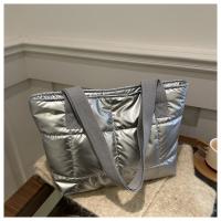 Moda señoras Tote bolsos de gran capacidad de algodón acolchado bolsa de compras rombo bolso portátil acolchado sólido para viajes de ocio - details 11