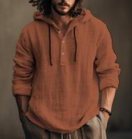 Sudadera con capucha para hombre, camisa de manga larga con cuello Henley, cordón, informal, color blanco, verde, primavera y verano, talla grande 3xl, 2xl, 44, 42 - details 3