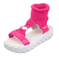 Zapatillas tejidas ligeras de suela gruesa de gran tamaño para mujer, nuevas sandalias casuales de punta redonda de lana. - details 8