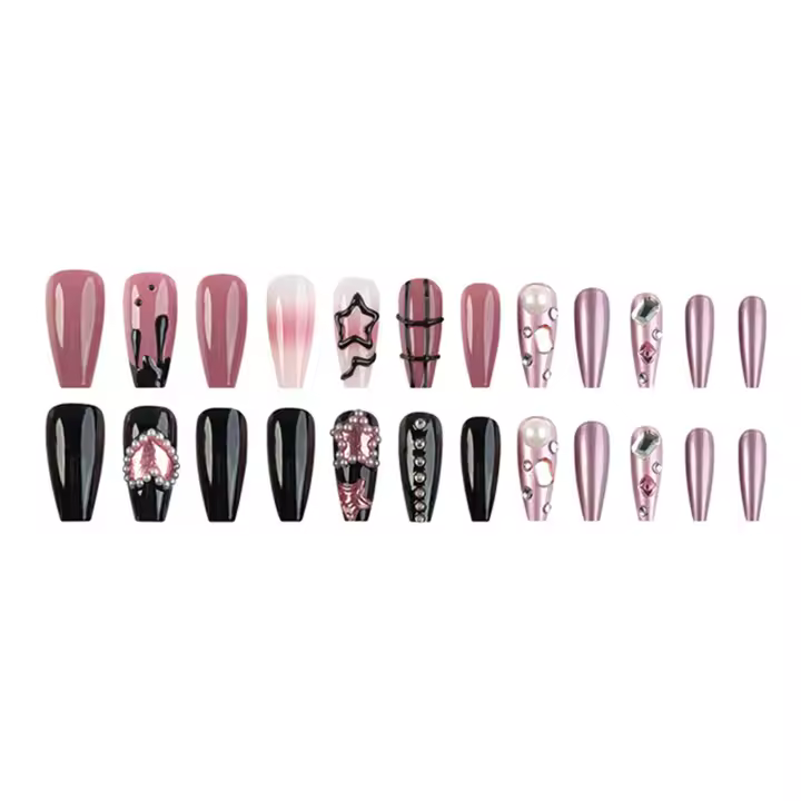 Uñas postizas de alta calidad con estampado de estrellas, material seguro, ble, impermeables para vestidos de chicas calientes - 1
