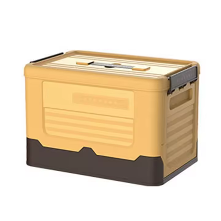 Caja de almacenamiento plegable de plástico multifunción, organizador de artículos diversos apilable de gran capacidad con tapa, estuche de almacenamiento plegable para coche, viaje - 1