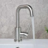 Grifo de lavabo de acero inoxidable 304, mezclador de lavado en frío y caliente, grúa con rotación de 360 ​​grados, grifos de fregadero, grifo de Palanca única para Baño - details 2