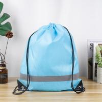 Mochila de gimnasio con cordón y rayas reflectantes, bolso de hombro deportivo de nailon impermeable de poliéster 210D, bolso de Fitness plegable portátil - details 11