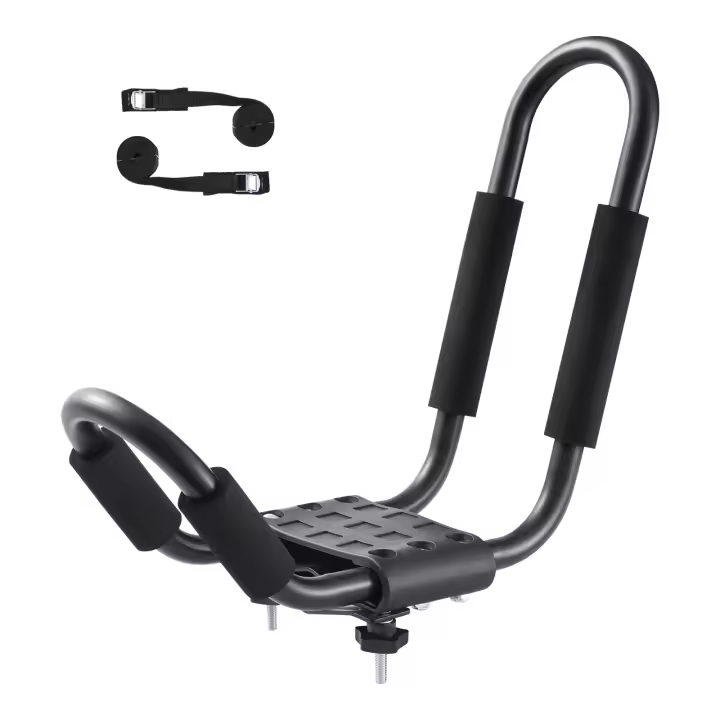 SucceBuy Portaequipajes para Kayak J-Bar, Portaequipajes de Montaje Superior Suave para Kayak, Tabla de Surf, Canoa, SUP, Esquí, SUV, Camión, 1 Kayak, Acero de aleación - 1