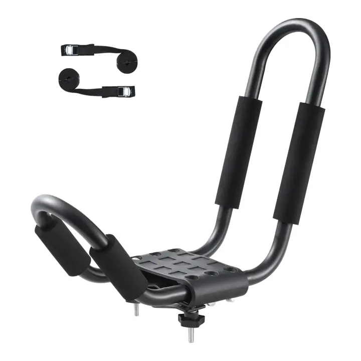 SucceBuy Portaequipajes para Kayak J-Bar, Portaequipajes de Montaje Superior Suave para Kayak, Tabla de Surf, Canoa, SUP, Esquí, SUV, Camión, 1 Kayak, Acero de aleación - 1