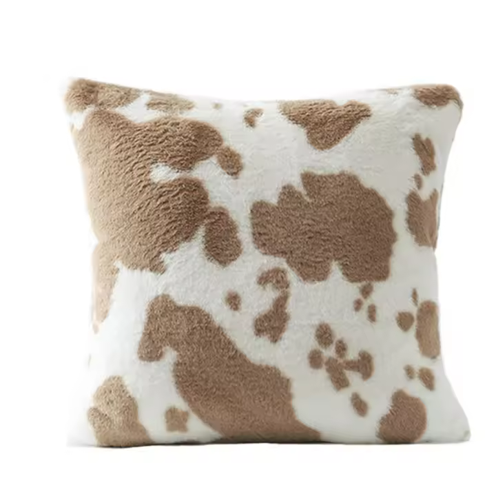 Funda de almohada suave con patrón de vaca de felpa, funda de almohada de 45CM, funda de cojín estilo INS para sofá/cama - 1