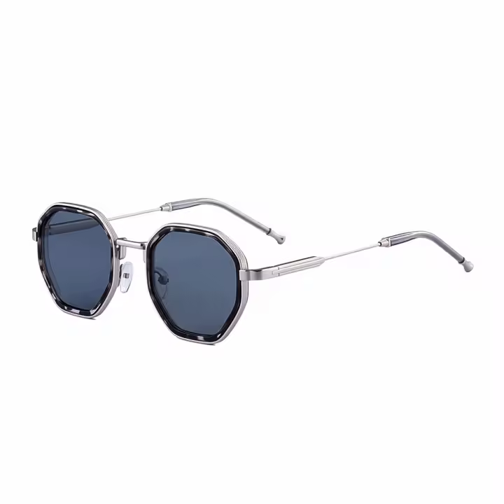 Gafas de sol poligonales nuevas y a la moda 2025 para hombre, gafas de sol con patillas de metal de tendencia y personalidad para hombre - 1