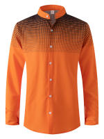 Camisa de manga larga con cuello levantado informal para uso diario con estampado de puntos Pop de cuatro lados para hombre nueva primavera y otoño - details 5
