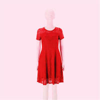 Vestido de encaje de manga corta con cuello redondo, moda de estilo veraniego - details 4