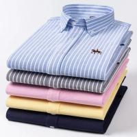 hombre manga larga ropa hombre S~7XL 100% algodón puro Camisa giratoria Oxford de manga larga para hombre Ocio de negocios Bolsillo bordado Slim Fit Estilo de botón Suave Med - details 6