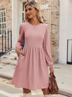 2024 Otoño/Invierno nuevas mujeres Jacquard tejido cuello redondo burbuja manga larga Ds - details 8