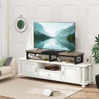 Mueble de TV para TV de 32-60",Mesa Televisión Estrecha con 2 balda,Doble Pantalla de Escritorio de Oficina,Mueble de TV para Hogar,Dormitorio,Sala de Estar,Negro Greige TVT002YB - details 5