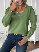 Otoño Invierno suéteres de punto con cuello redondo para mujer jersey casual - details 6