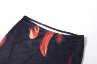 BUNO-Conjunto de dos piezas con estampado de fuego para mujer, chaleco sin mangas con pecho envuelto, minifalda con abertura en la cadera, ropa de calle informal - details 10