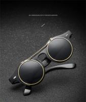 Gafas de sol Retro con tapa para hombre y mujer, lentes de sol redondas con montura pequeña de Metal, Vintage, para conducir al aire libre, para verano - details 11