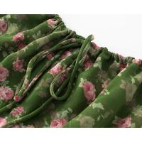 Verano francés nueva mujer estilo europeo y americano Spice Girl verano playa vacaciones falda con tirantes casual fondo verde vestido floral - details 5
