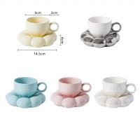 Taza de café de cerámica Macarone Taza de café con Plato Juego de girasol de cerámica nórdica Taza Estilo Ins Taza de avena con leche Decoración de mesa - details 1