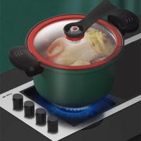 Olla a presión con tapa de 3.5L, con revestimiento antiadherente, antiquemaduras, mango de dos orejas, olla de estofado, fondo plano rojo y verde, microolla a presión - details 3
