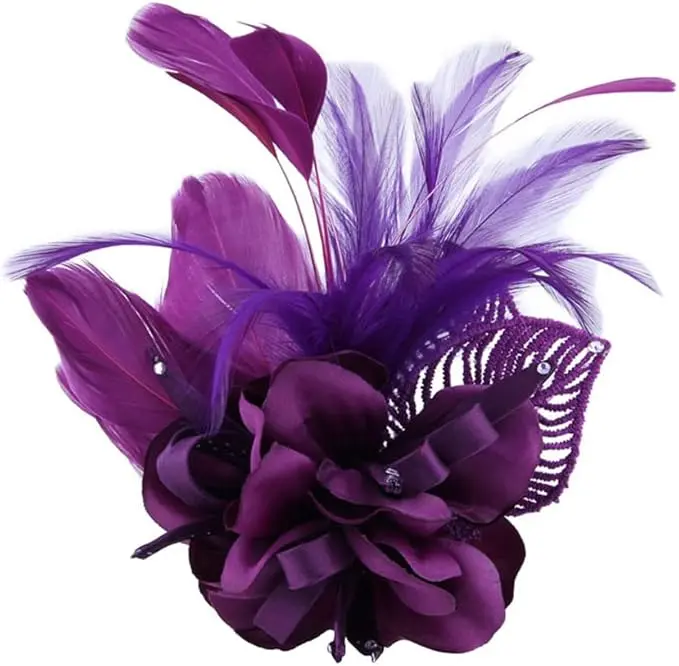 Elegante broche de plumas, clip de sombrero de plumas retro, accesorios de vestir, tocados para decoración de disfraces - 1