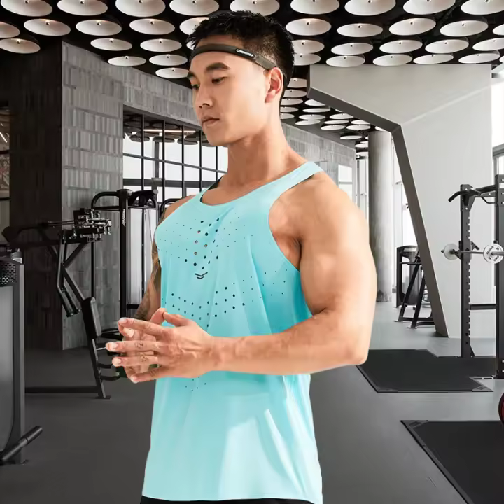 Camiseta Sin Mangas Para Hombre Maratón Deportiva Fitness Verano Ajustada Para Gimnasio Y Campo De Atletismo Top Fresco - 1