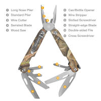MOSSY OAK-Mini alicates plegables 11 en 1, multiherramienta portátil, herramientas de supervivencia para acampar al aire libre - details 1