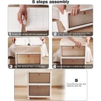 Estante de Almacenamiento de 4 Niveles a Prueba de Polvo Mesa de Noche de Plástico con Ruedas - details 5