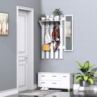 Conjunto de Entrada con Espejo Perchero y Zapatero Muebles de Entrada con 3 Ganchos y 2 Cajones para Pasillo Blanco - details 1