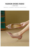 Zapatos de Novia de Otoño Tacones Altos de Champán para Mujer Suela Cuadrada de Cristal - details 12