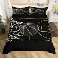 Cubierta de Edredón de Baloncesto con Temática Deportiva 3D en Negro Microfibra Ideal para Juegos Competitivos y Deporte en Cama - details 12