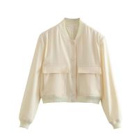 BUNO-Chaqueta Bomber de manga larga de Color liso para mujer, abrigo Vintage con cremallera a la moda, Tops, chaquetas básicas holgadas elegantes para mujer - details 17