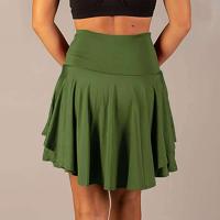 Falda plisada de tenis para mujer, pantalones cortos deportivos cómodos con diseño de cintura alta de doble capa, Color sólido, para verano - details 18