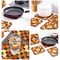Alfombrilla De Madera De Bambú Para Cocina Antideslizante Protectora Cuadrada Ecológica Para Olla Y Tazón Matriz De Tabla - details 5