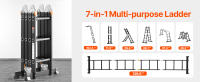 Escalera plegable multiusos SucceBuy, escalera de extensión alta 7 en 1, marco A de 3 escalones, altura de alcance de 12 pies, capacidad de 330 libras. - details 0
