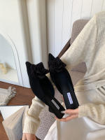 Nueva bolsa cabeza media zapatillas arco de las mujeres tacón grueso tacones altos francés perezoso de un pedal zapatillas geniales - details 9