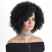 Pelucas sintéticas cortas y rizadas de moda, negras, con flequillo, cabello afro rizado, natural, de 12 pulgadas, para mujer, estilo bob. - details 14