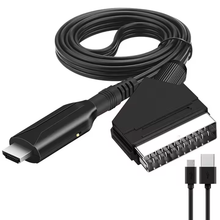 Convertidor Scart a HDMI HD 1080P de 1 metro Conversor de Signal Digital de Alta Definición Con Cable Adaptador de Interfaz Scart a HDMI - 1
