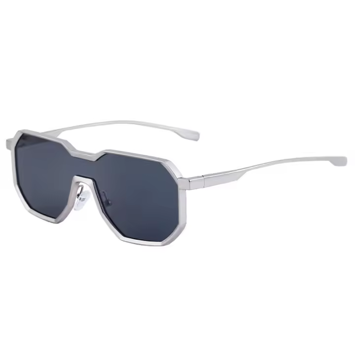 Nuevas gafas de sol de una pieza estilo punk, gafas de sol poligonales de moda para hombres con montura grande, gafas - 1