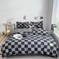 Juego de funda nórdica a cuadros en blanco y negro, juego de cama completo con rejilla geométrica - details 18
